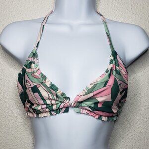 Show Me Your MuMu Sz XL  Flamingo Palms Ruffled Triangle Bikini Top (573)